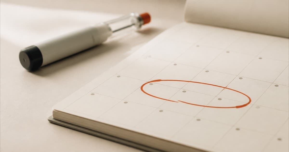 A calendar page with once-a-month dates circled