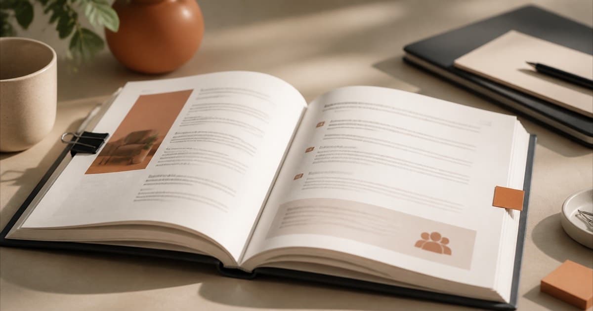 An open employee benefits booklet on an office desk