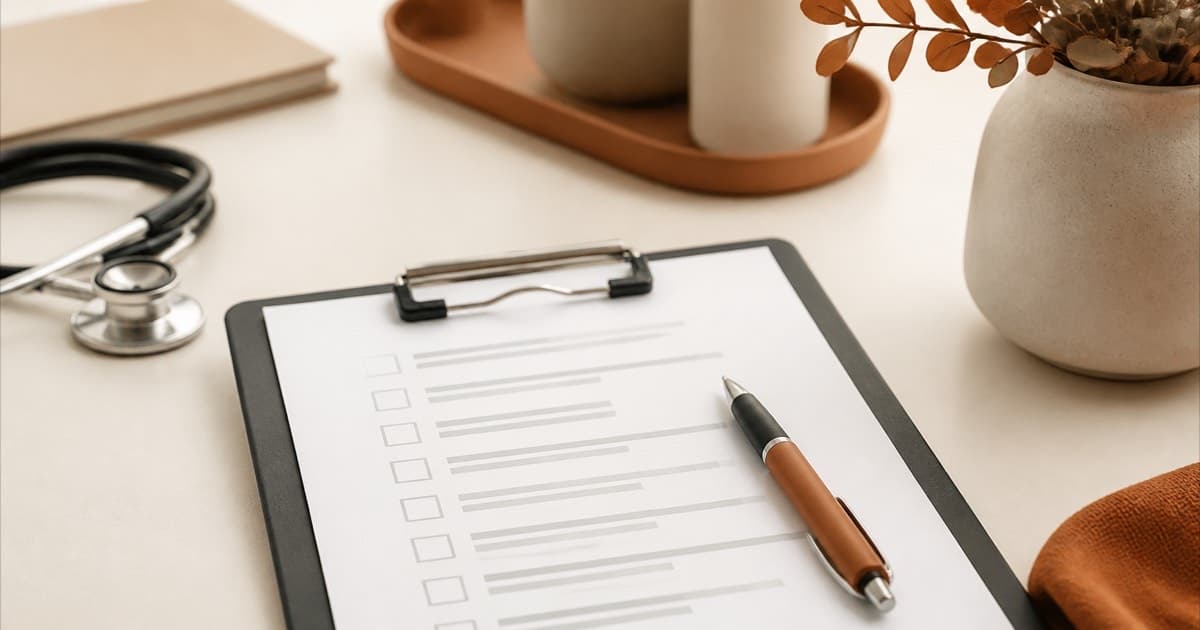 A clipboard with a medication list and a pen resting on top