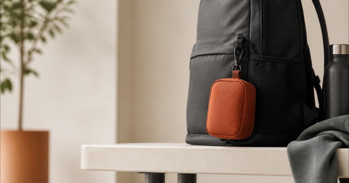 A school backpack with a small insulated medical bag attached