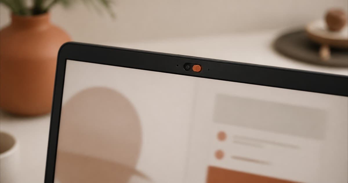 Close-up of a laptop webcam