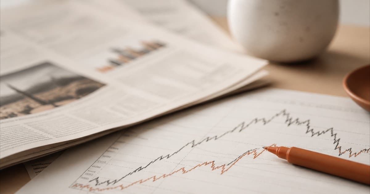 Close-up of a financial newspaper page with stock charts