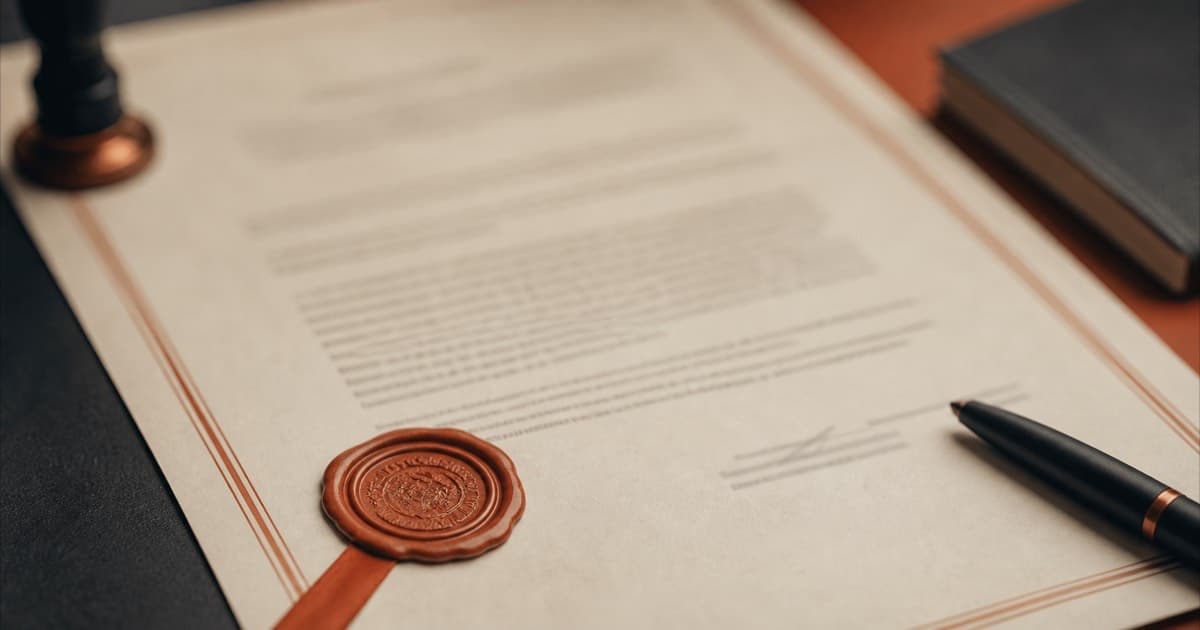 Close-up of a patent certificate document, text blurred